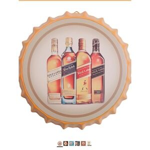 Johnnie Walker Scotch Whisky Metal Bottle Cap Wall Sign Bar Decor 14 Inch NEW